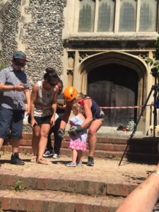 Michelle O'Sullivan Trueloves Abseil Outside Church