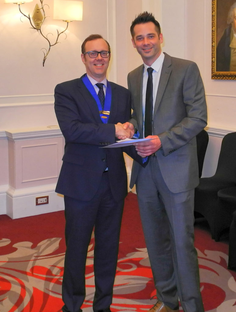 Alexander Mather receiving London Association of Funeral Directors President's Award